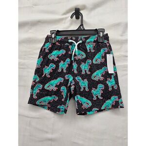 Member's Mark Boys Resort Swim Trunks Black Polyester Dinosaur Casual Size Small